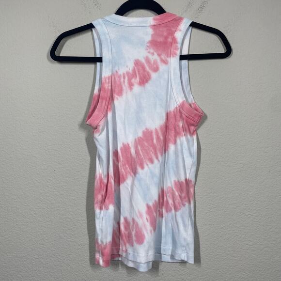 Sundry Medium Rib Tank Top White Red Stripe Tie Dye Cotton Blend Pullover - Picture 2 of 5